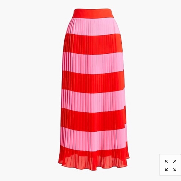 SOLD- J.Crew Pleated Stripe Midi Skirt- SZ 0 - Picture 2 of 6